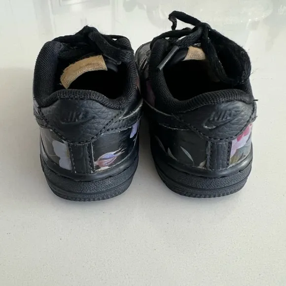 Nike Kids Force 1 LXX Sneakers Shoes Black Floral AV2856-001 Low Top Toddler 8