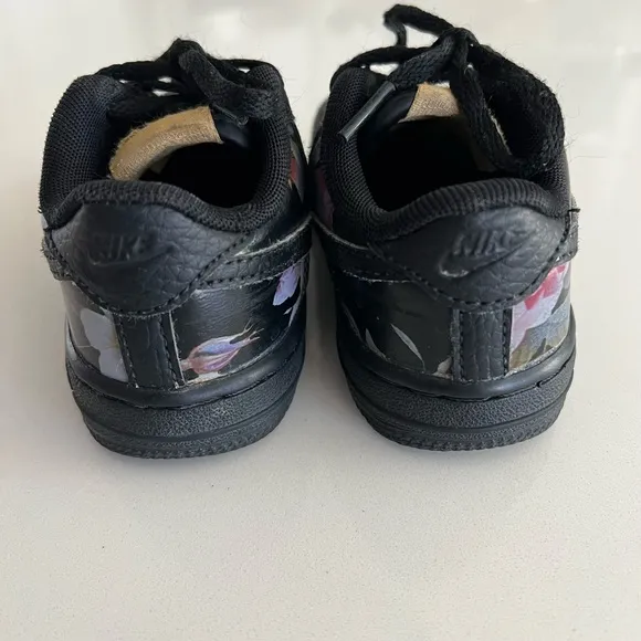 Nike Kids Force 1 LXX Sneakers Shoes Black Floral AV2856-001 Low Top Toddler 8