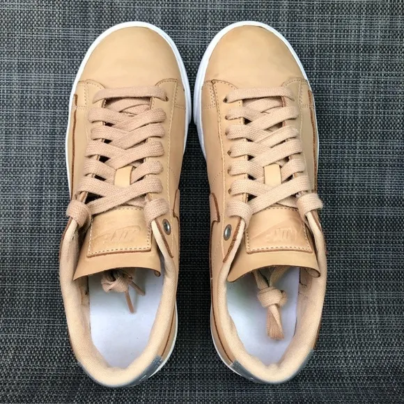 Nike Wmns Blazer Low 'Bio Beige Leather Sneakers Shoes AA1557-200 Size 6.5
