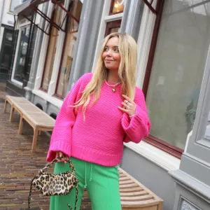 Nina wide knit roze