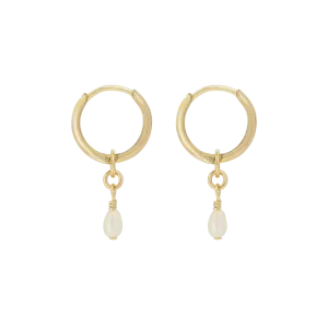 Noa Pearl Mini Hoops - Gold