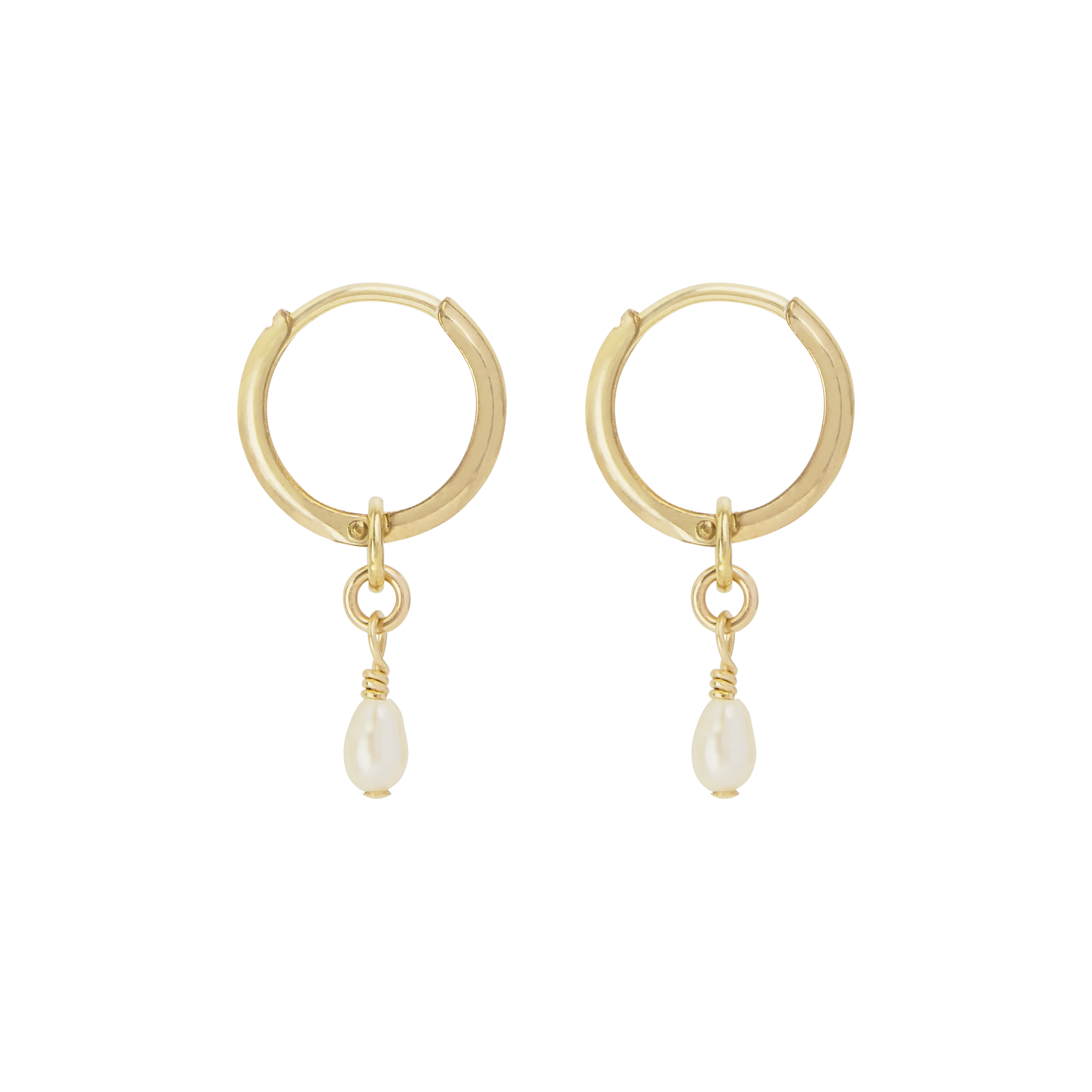 Noa Pearl Mini Hoops - Gold