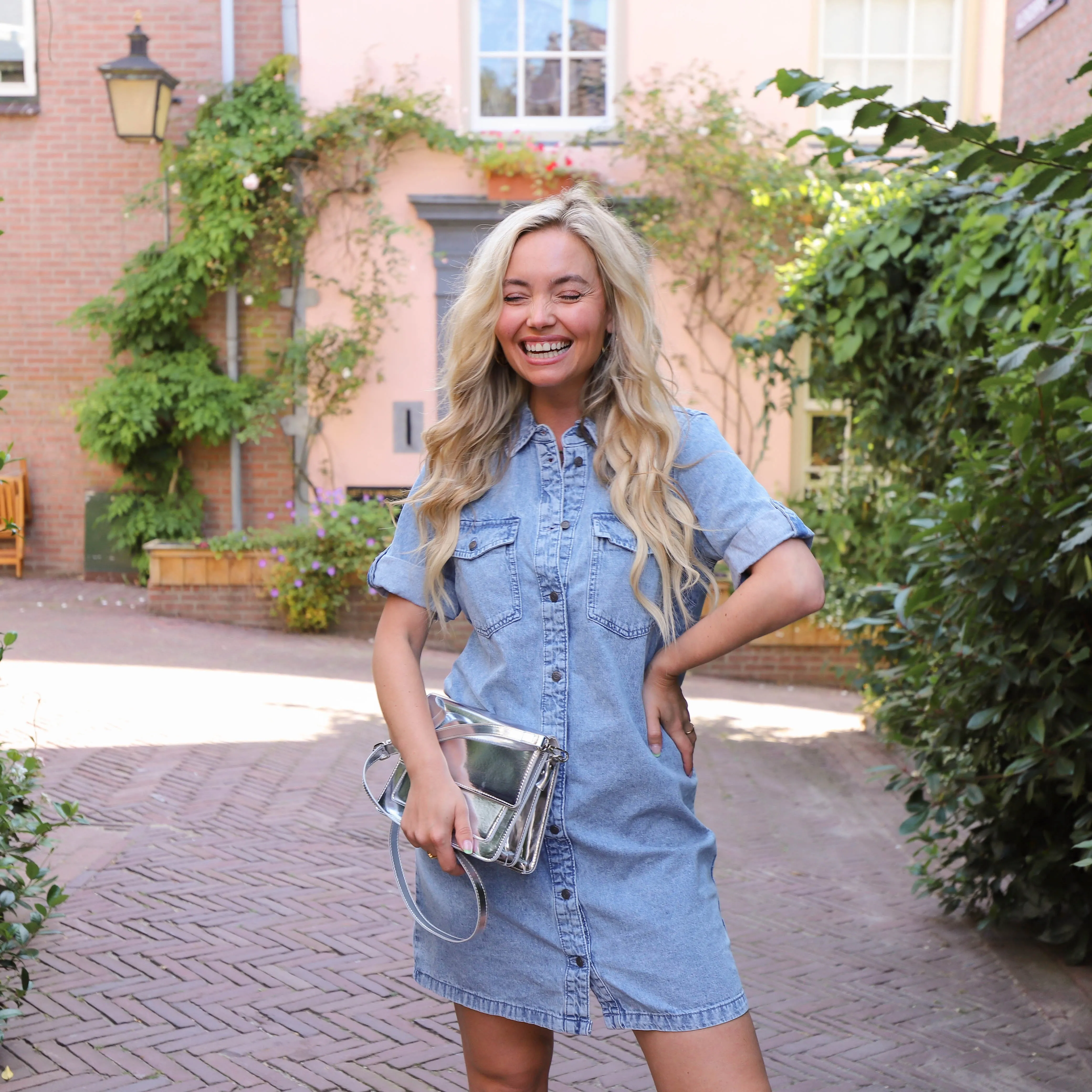 Noisy May Signe denim dress light blue