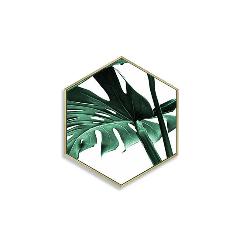 Nordic Style Poster Hexagonal Green Plant Wall Art