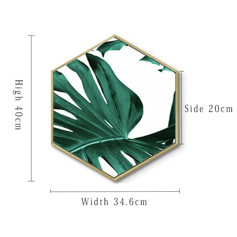 Nordic Style Poster Hexagonal Green Plant Wall Art