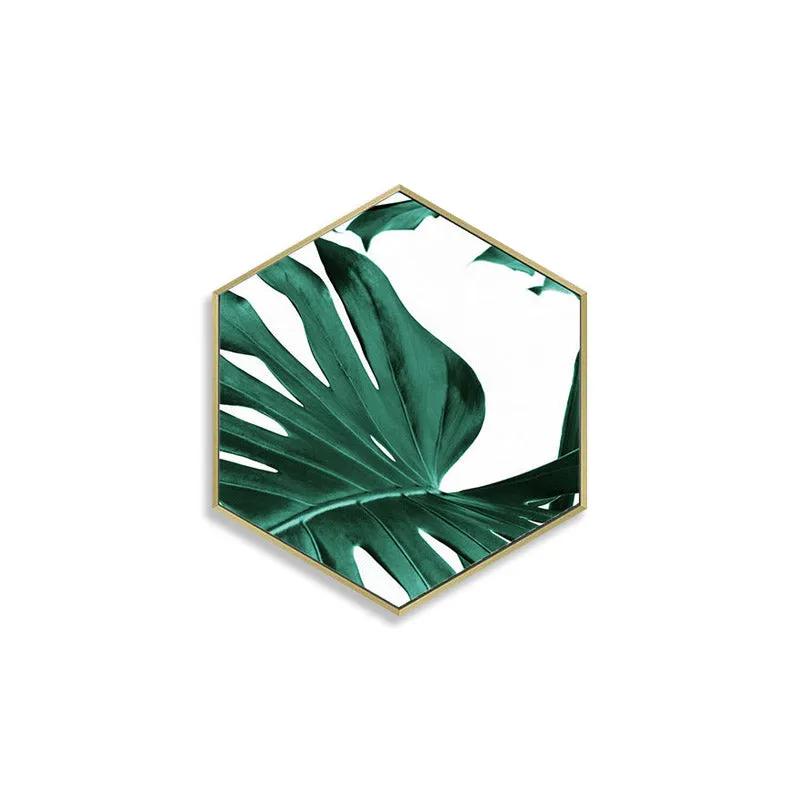 Nordic Style Poster Hexagonal Green Plant Wall Art