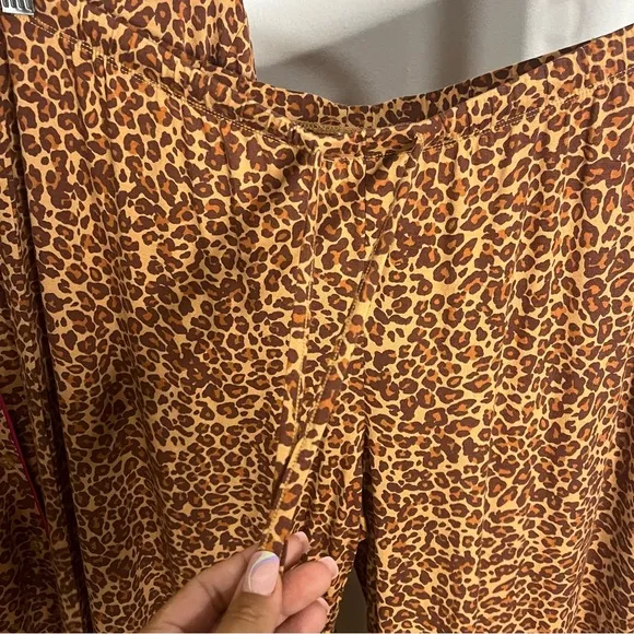 Nordstrom Moonlight Eco Knit Pajamas in Tan Sandstorm Leopard Spots Large NWOT