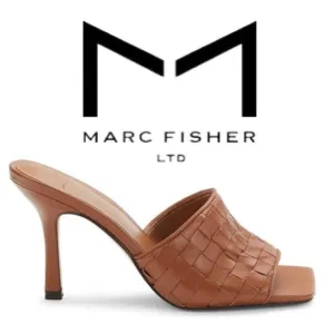 NWB $180 Marc Fisher DARA-V Leather Sandals Caramel Leather 8.5