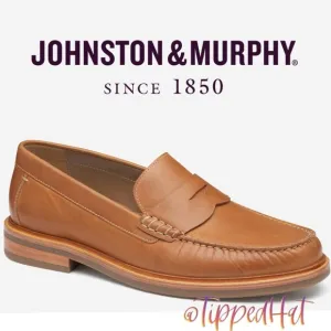 NWOB $175 Johnston &amp; Murphy Lyle Slip-on Penny Leather Loafers