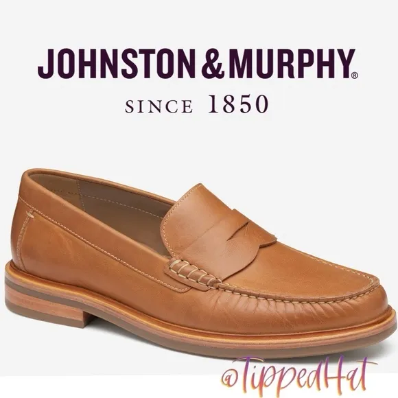NWOB $175 Johnston &amp; Murphy Lyle Slip-on Penny Leather Loafers