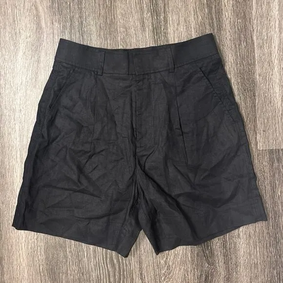 NWOT Everlane The Linen Way-High Drape Short In Black  Size 4