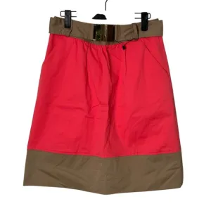 NWOT Milly Coral and Tan Cotton Stretch Skirt Removable Belt Size 6