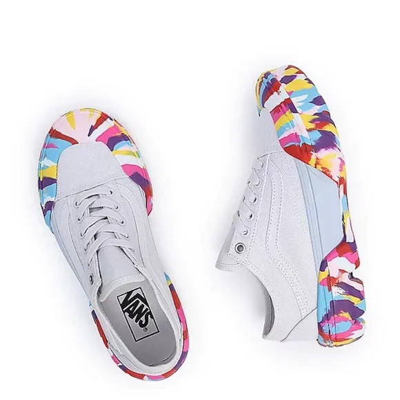 NWOT Vans Old Skool Multicolored Tie Dye Modular Classic White Sneakers Size 7