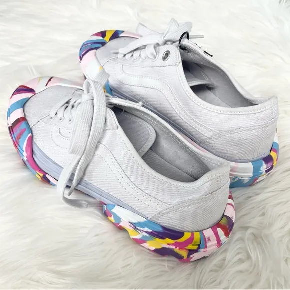 NWOT Vans Old Skool Multicolored Tie Dye Modular Classic White Sneakers Size 7