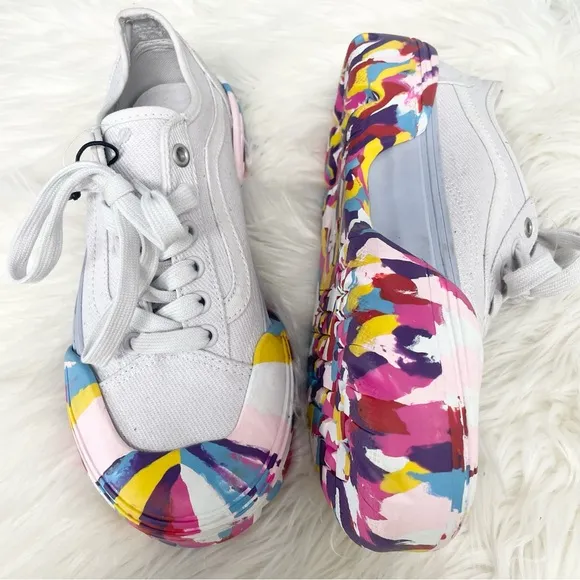 NWOT Vans Old Skool Multicolored Tie Dye Modular Classic White Sneakers Size 7