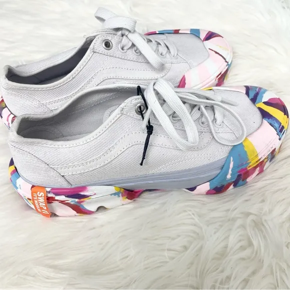 NWOT Vans Old Skool Multicolored Tie Dye Modular Classic White Sneakers Size 7