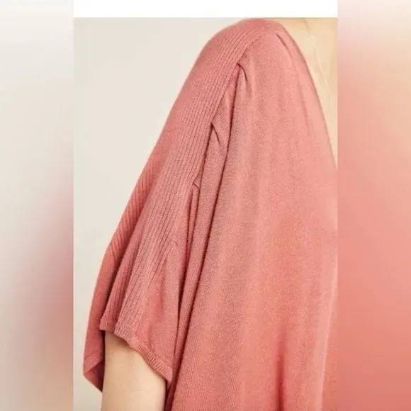 NWT Anthropologie Clara Rose Knit Top Linen Blend Size S V-Neck Short Sleeve
