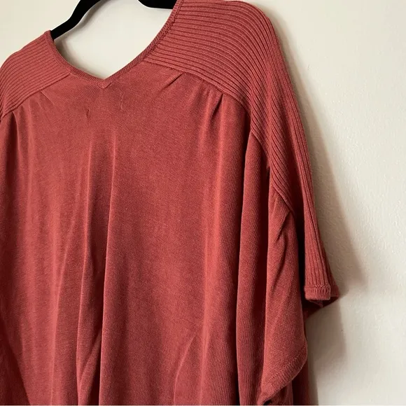 NWT Anthropologie Clara Rose Knit Top Linen Blend Size S V-Neck Short Sleeve