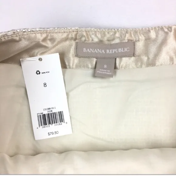 NWT Banana Republic Skirt Metallic Gold Sparkly Size 8