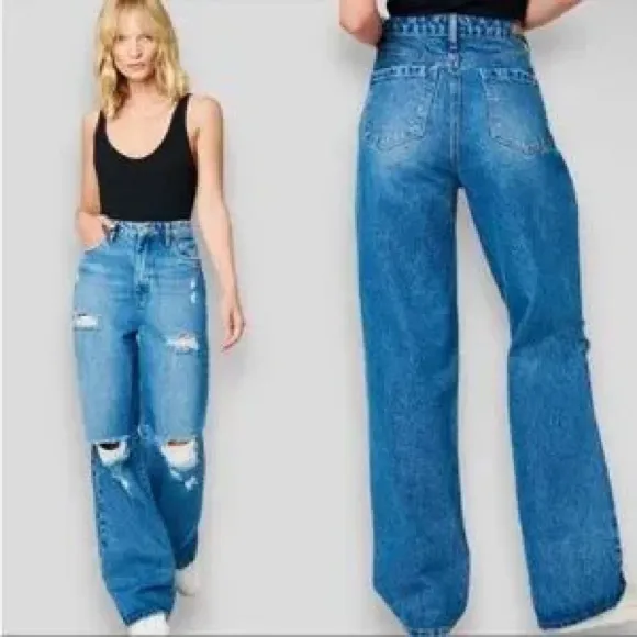 NWT BlankNYC Franklin Rib Cage Wide Leg Jeans Size 27