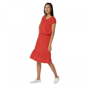 NWT Denim & Co Womens Floral Print Dress With Ruffle Detail. A365735 Large