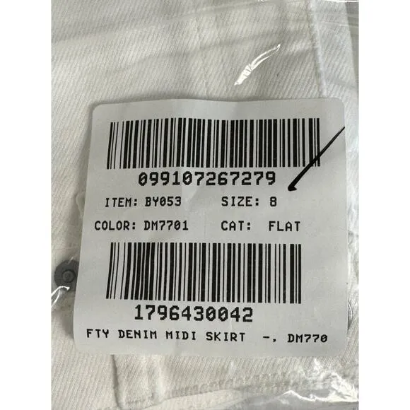 NWT J. Crew Factory Womens White Denim Pencil Skirt Size 8