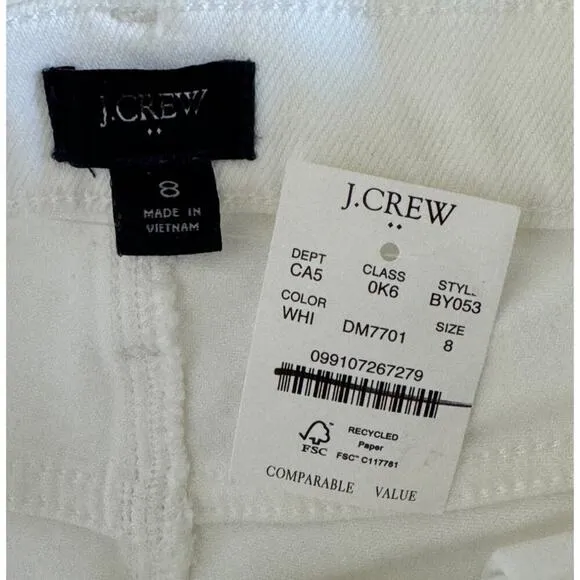 NWT J. Crew Factory Womens White Denim Pencil Skirt Size 8