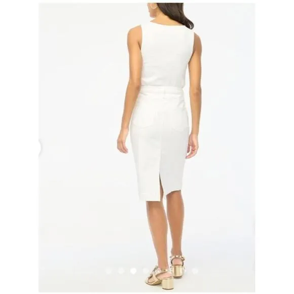 NWT J. Crew Factory Womens White Denim Pencil Skirt Size 8