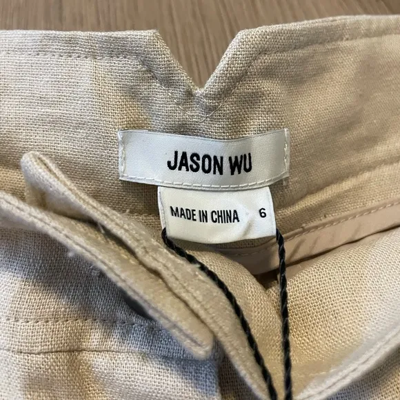 NWT Jason Wu Khaki Pleated High-Waisted Button Shorts Size 6