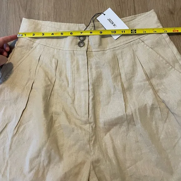 NWT Jason Wu Khaki Pleated High-Waisted Button Shorts Size 6