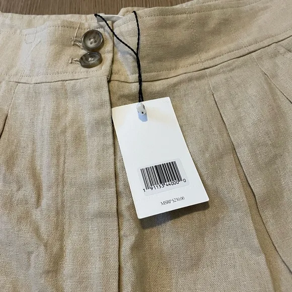 NWT Jason Wu Khaki Pleated High-Waisted Button Shorts Size 6
