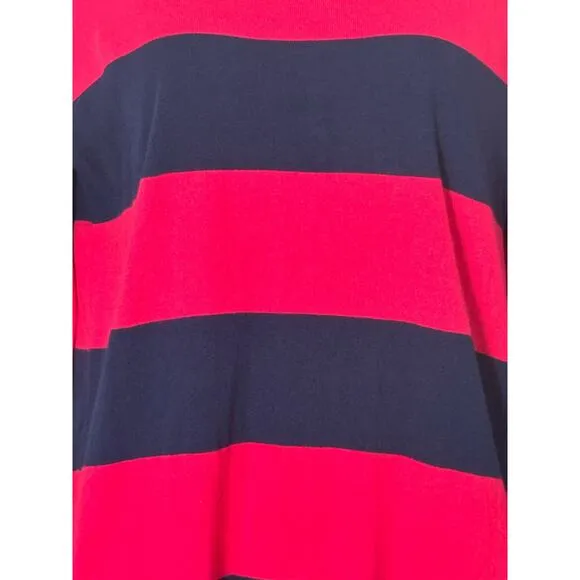 NWT J.Crew Teddie Cotton Navy and Pink Striped Sweater Size L