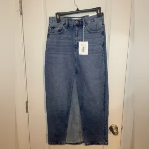 🔥🆕NWT KanCan Jeans 90’s Denim Maxi Skirt w Front Slit Size M trendy denim maxi