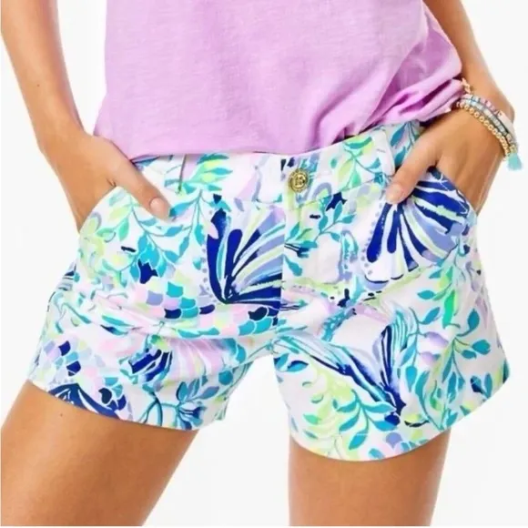 NWT Lilly Pulitzer Callahan Stretch Short in Resort White Shell Beach Women's 6