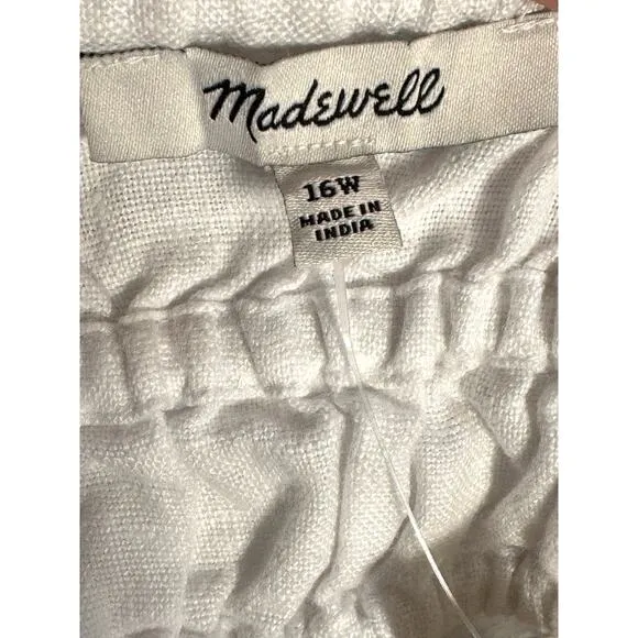 NWT Madewell Plus Square-Neck Linen Mini Dress Eyelet White Size 16W