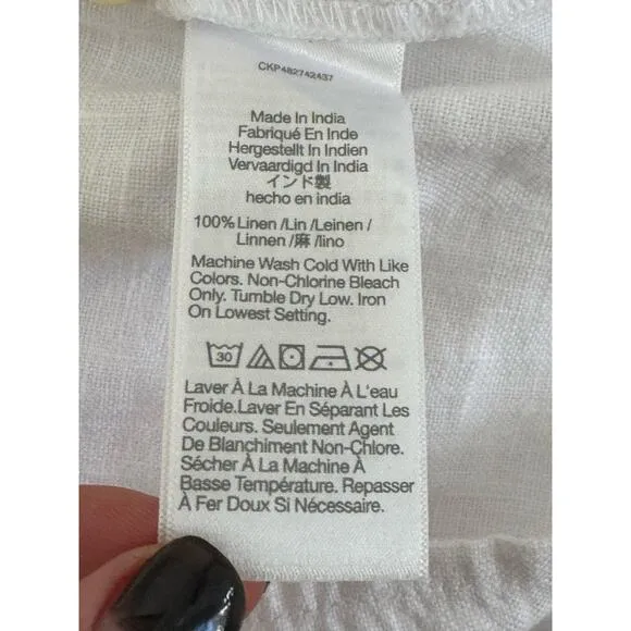 NWT Madewell Plus Square-Neck Linen Mini Dress Eyelet White Size 16W