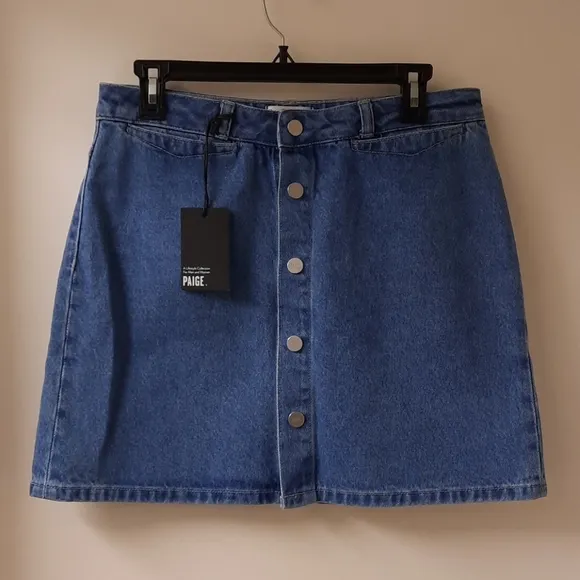 NWT, Paige Esma High Rise Denim Skirt in Aviana