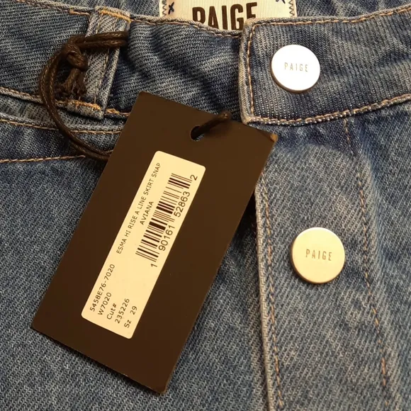 NWT, Paige Esma High Rise Denim Skirt in Aviana