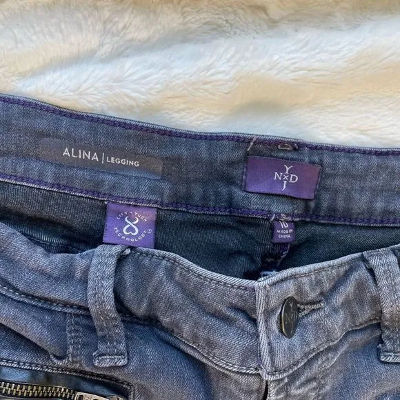 NYDJ Gray Alina Legging Frayed Hem Skinny Jean - Women’s 10