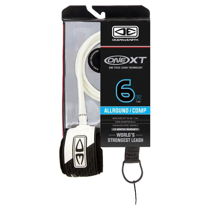 Ocean And Earth All Round Comp One-XT Leash - 6ft White
