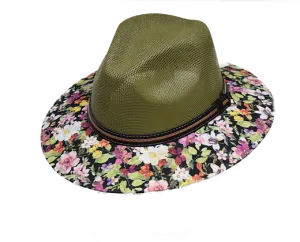 Olive Canvas Panama Fashion Hat w/ Garden Styled Brim