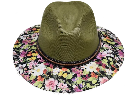 Olive Canvas Panama Fashion Hat w/ Garden Styled Brim