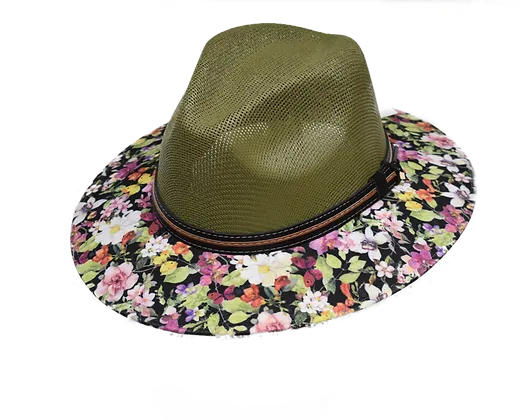 Olive Canvas Panama Fashion Hat w/ Garden Styled Brim