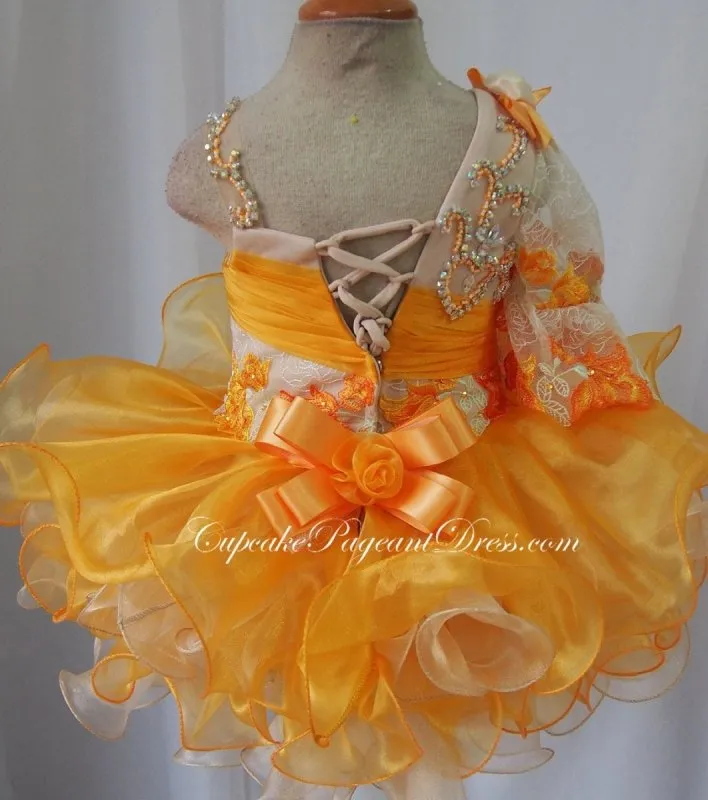 One Shoulder Beaded Lace Little Girls/Infant/Newborn/ Pageant Dress
