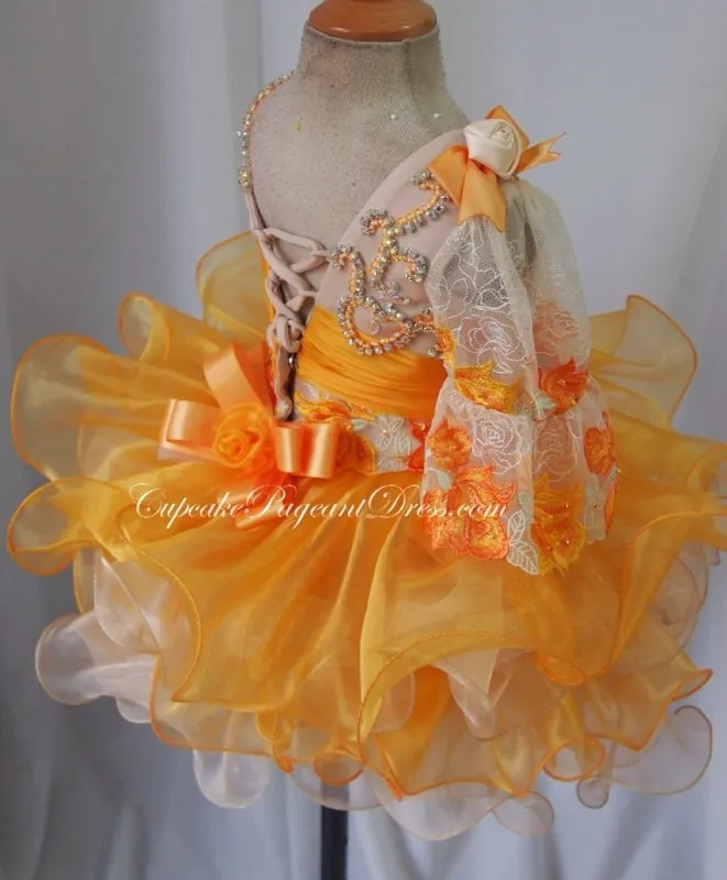 One Shoulder Beaded Lace Little Girls/Infant/Newborn/ Pageant Dress