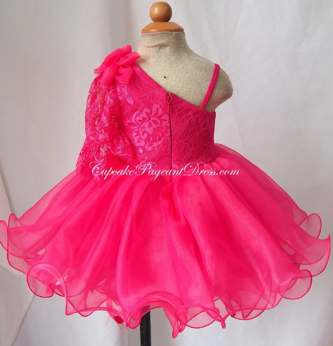 One Shoulder Lace toddler/baby/children/kids doll style Girl's Pageant Dress