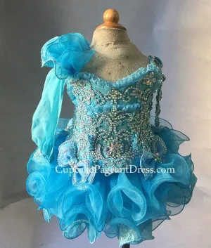 One Shoulder Little Girl/Child/Baby/Infant/Toddler Glitz Pageant Dress 1--6 T