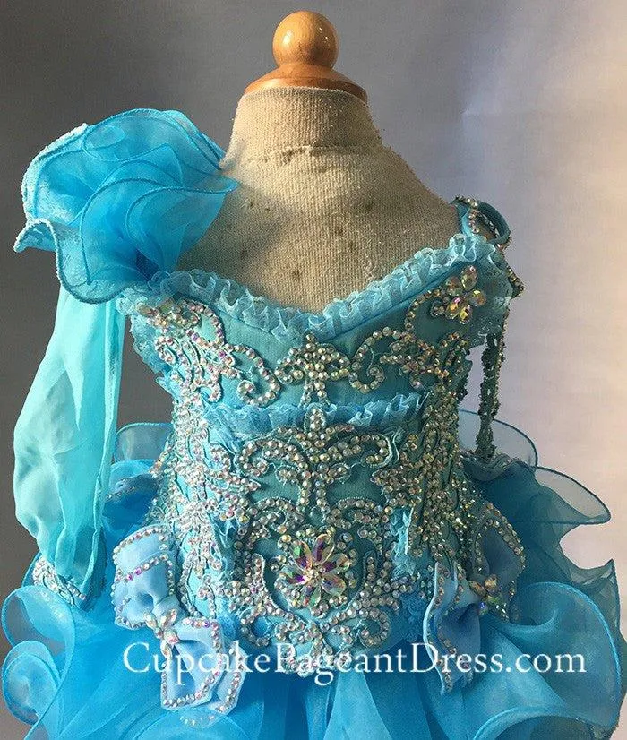 One Shoulder Little Girl/Child/Baby/Infant/Toddler Glitz Pageant Dress 1--6 T