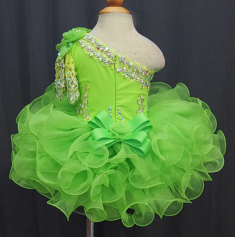 One Shoulder Toddler/Baby Girl Glitz Cupcake Pageant Dress
