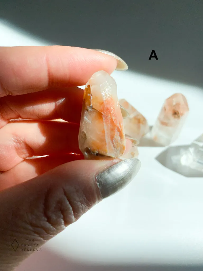Orange Amphibole Quartz Mini Points